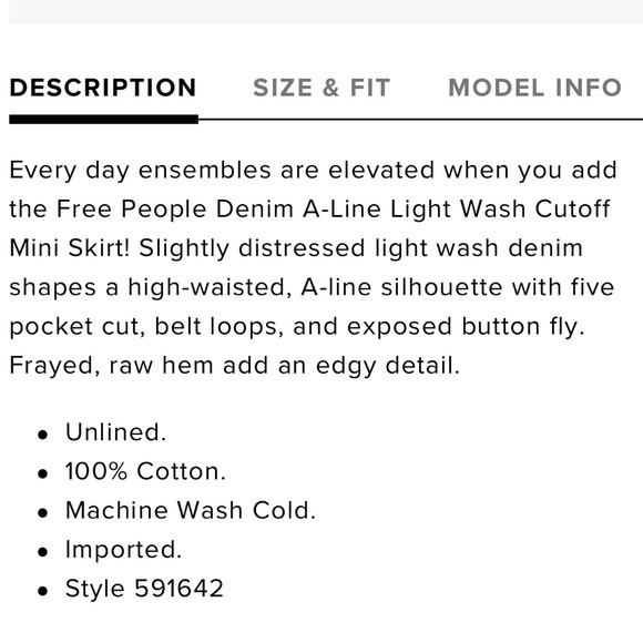 Free People Denim A Line Skirt - Picture 5 of 5